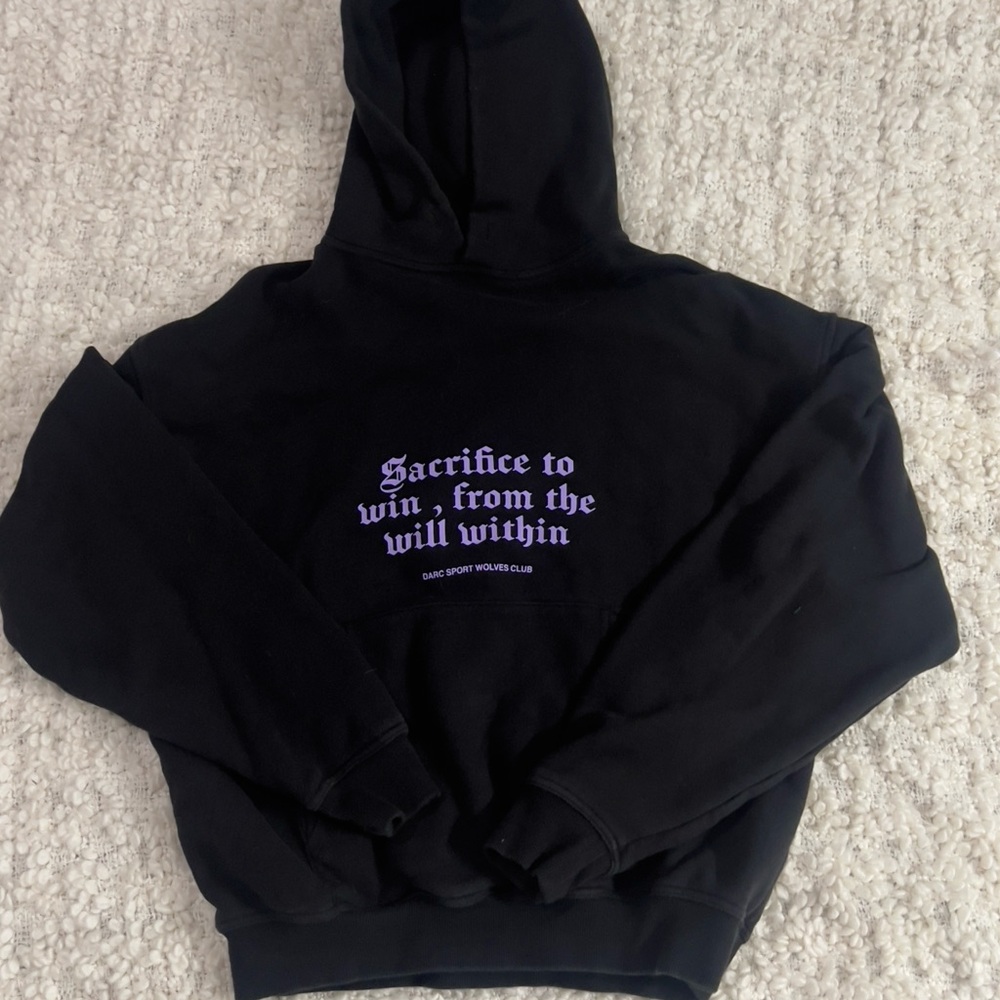 Darc Sport Black Hoodie with Purple Text